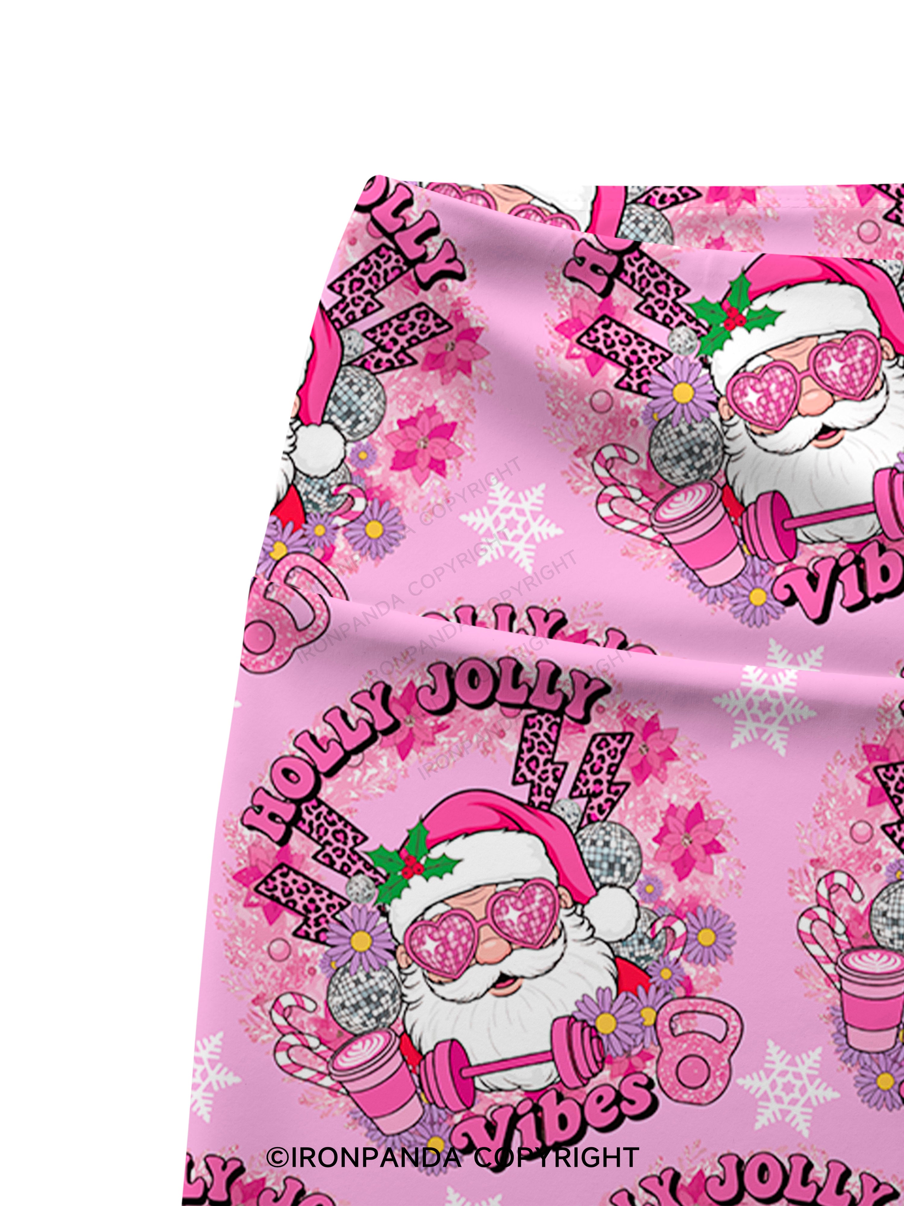 HOLLY JOLLY Vibes Printed Yoga Cycling Shorts