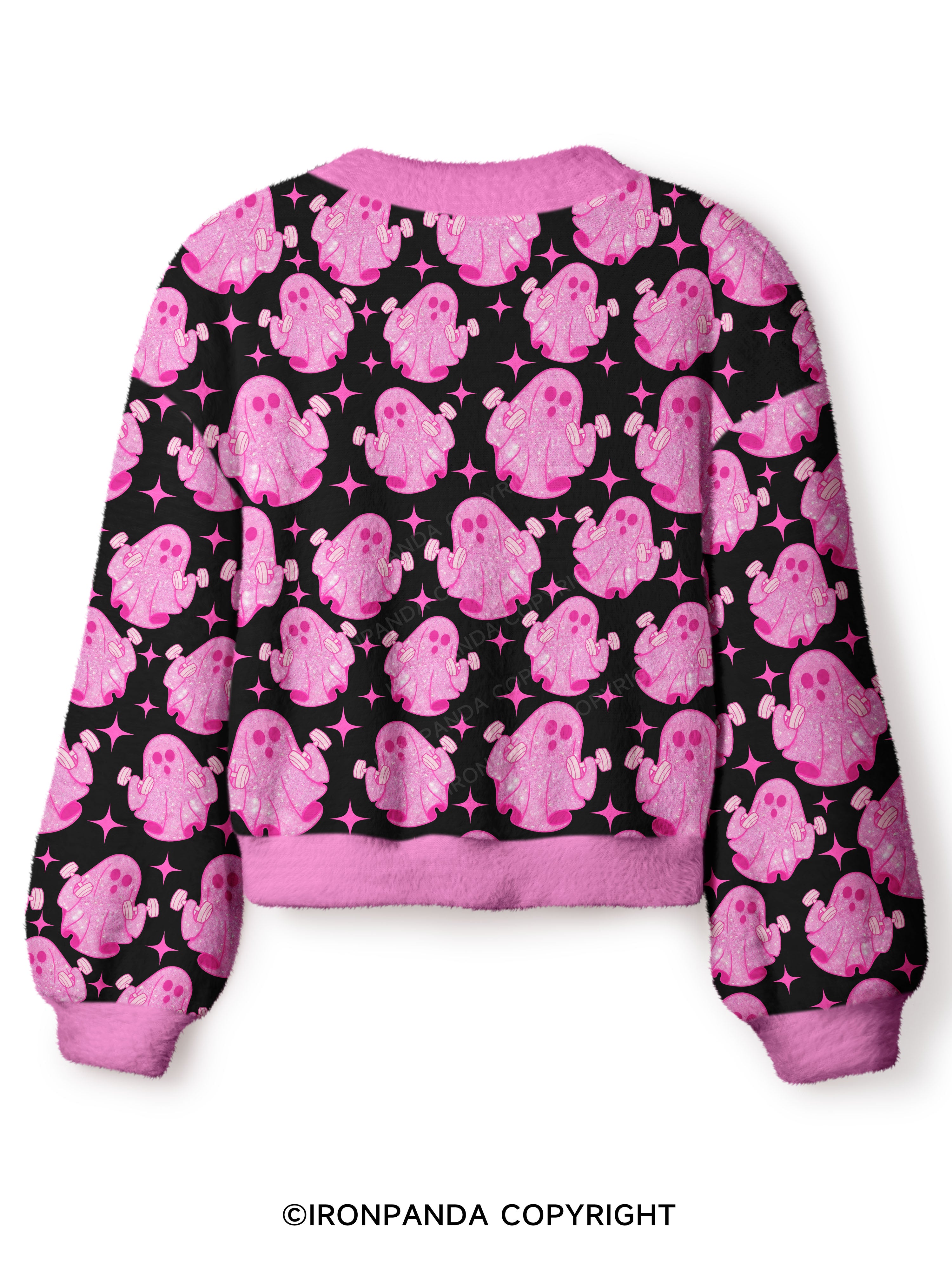 Pink Power Ghost Crop Ugly Cardigan Sweater