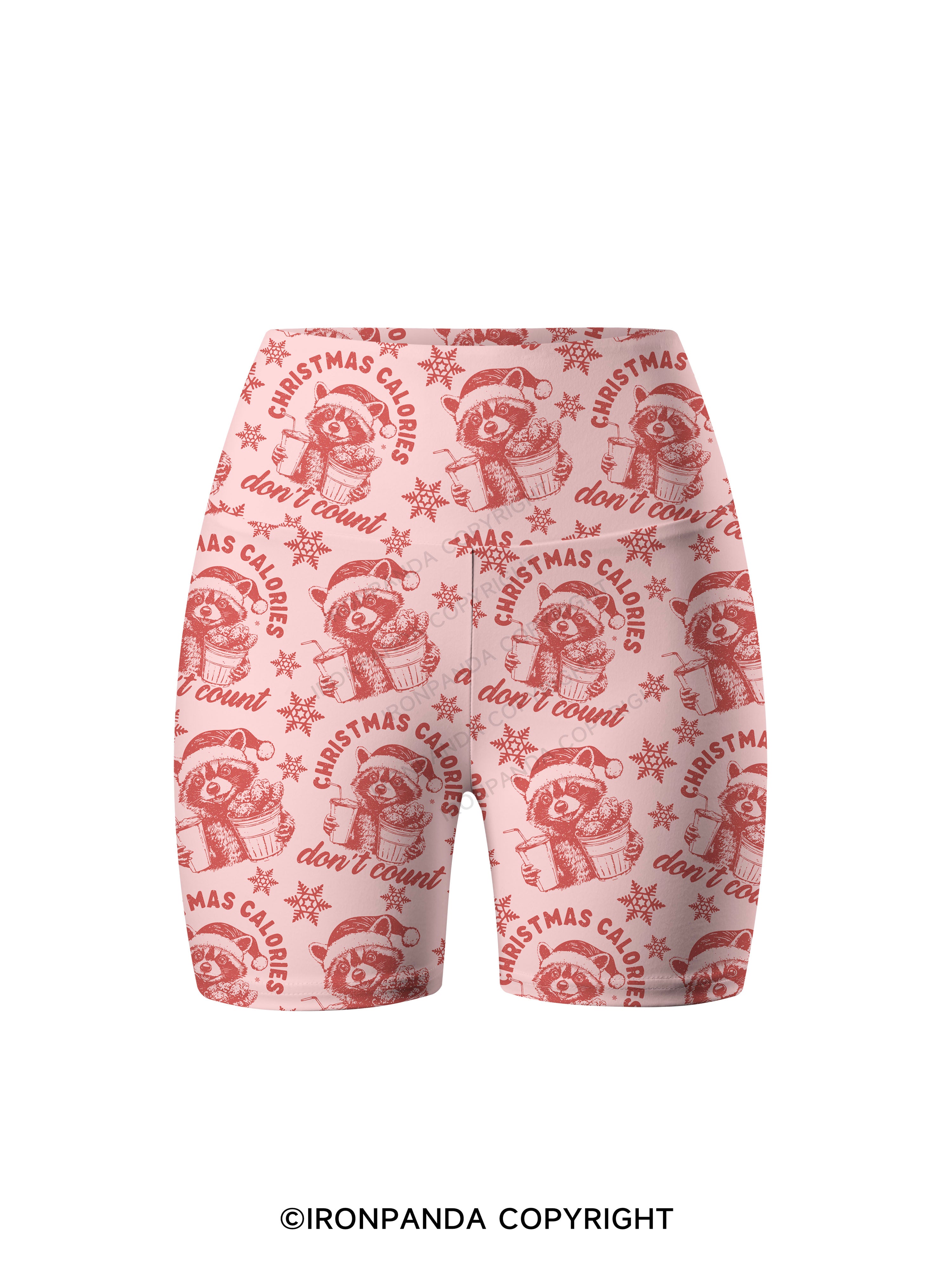 CHRISTMAS CALORIES DONT COUNT Printed Yoga Cycling Shorts
