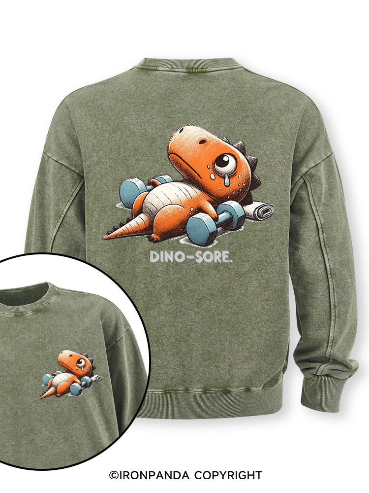 DINO-SORE AFTER WORKOUT Double-Sided Printed Washed Sweatshirt
