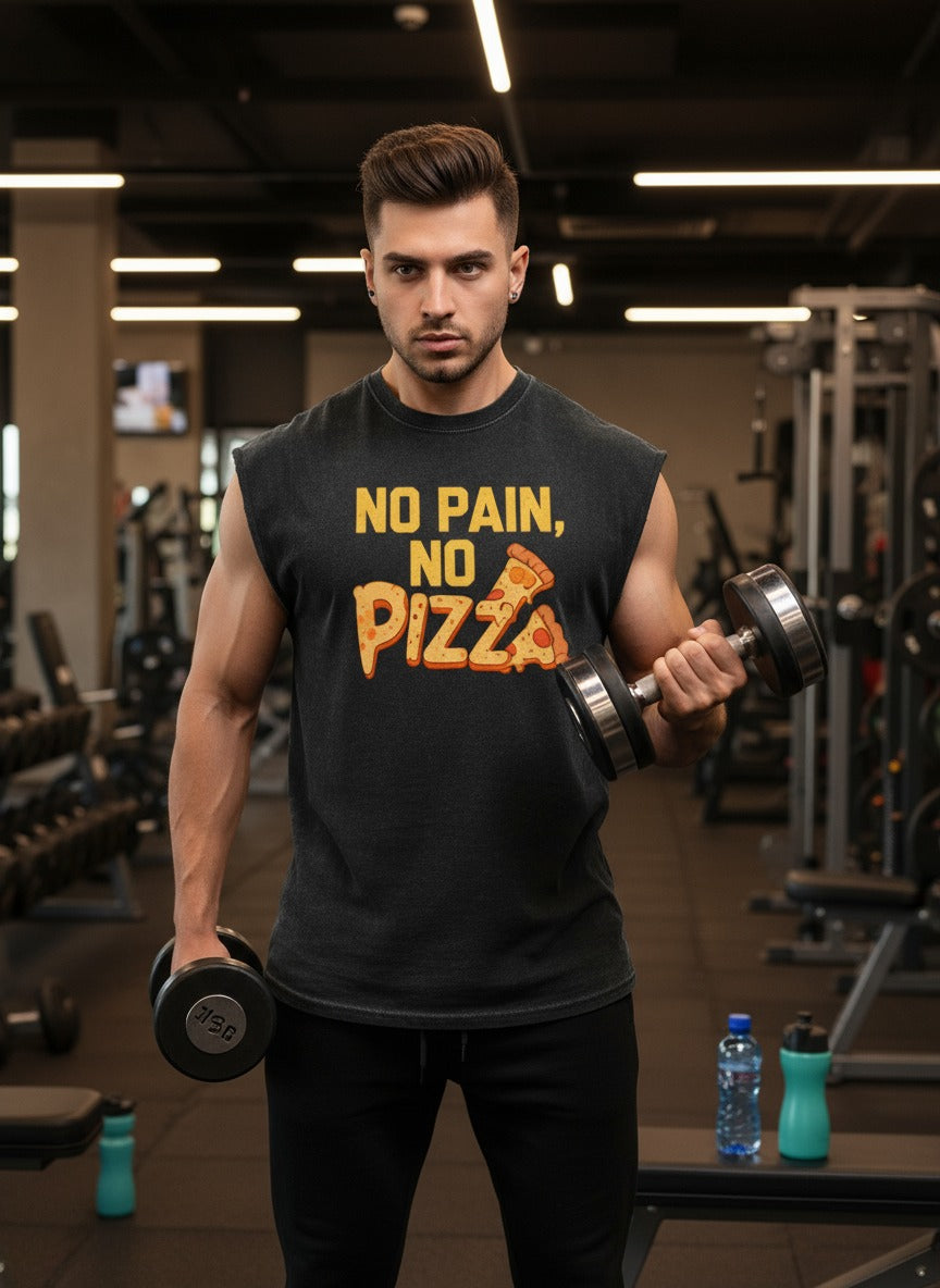 NO PAIN NO PIZZA Cut Off Tank