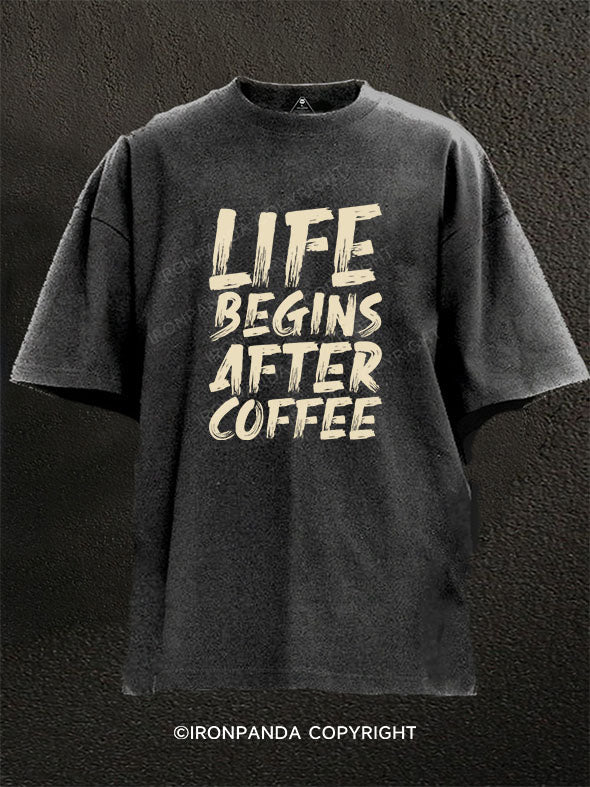 lift begins after coffee Washed Gym Shirt