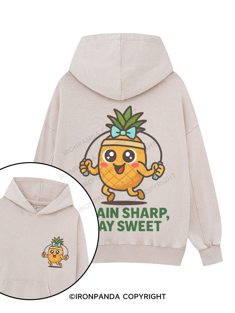 TRAIN SHARP, STAY SWEET Printed Washed Gym Hoodie