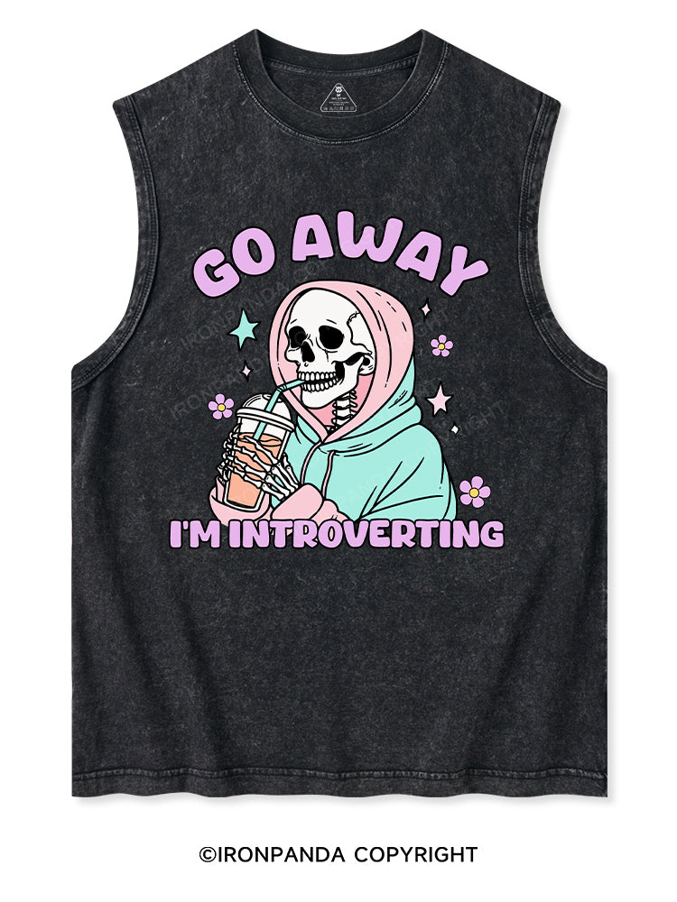 GO AWAY I'M INTROVERTING Washed Tank
