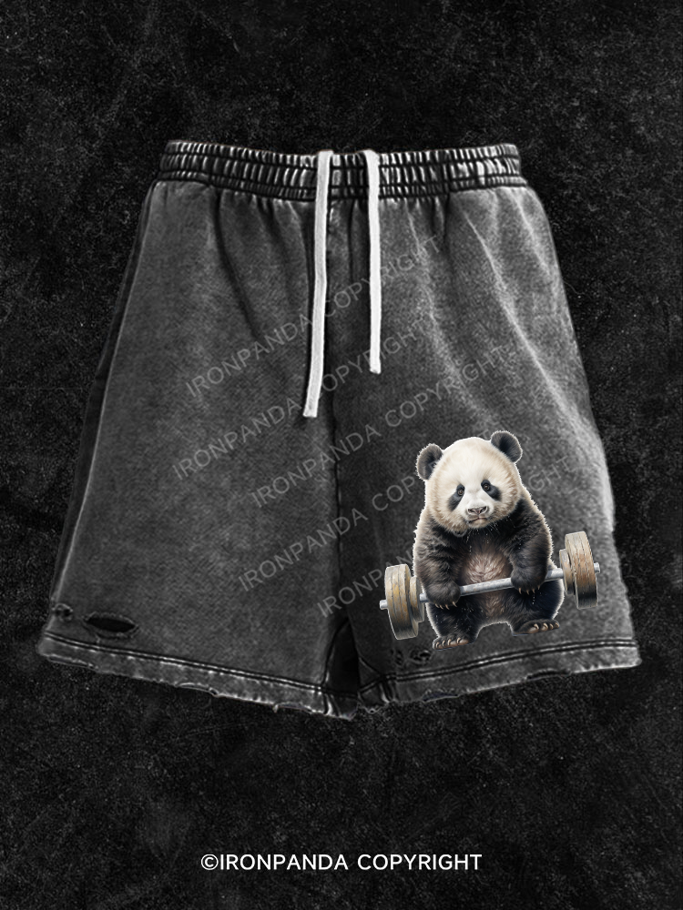 weightlifting panda Washed Gym Shorts