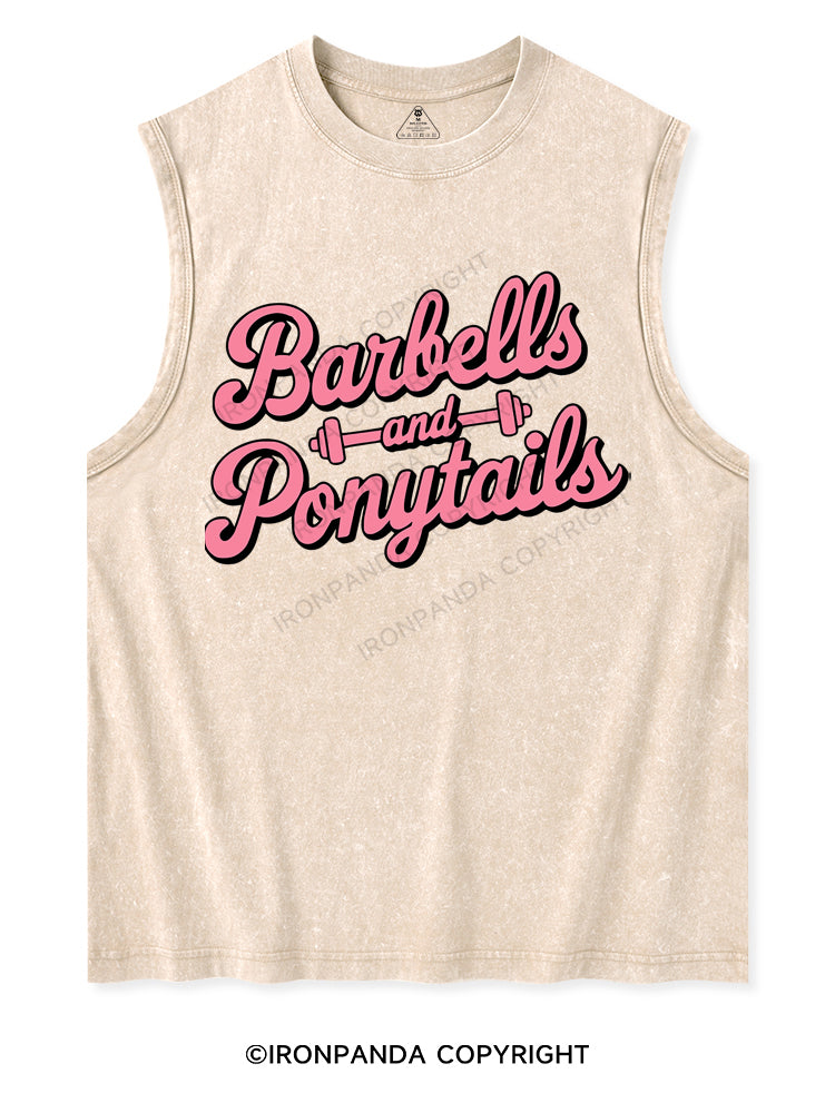 BARBELLS AND PONYTAILS Washed Tank