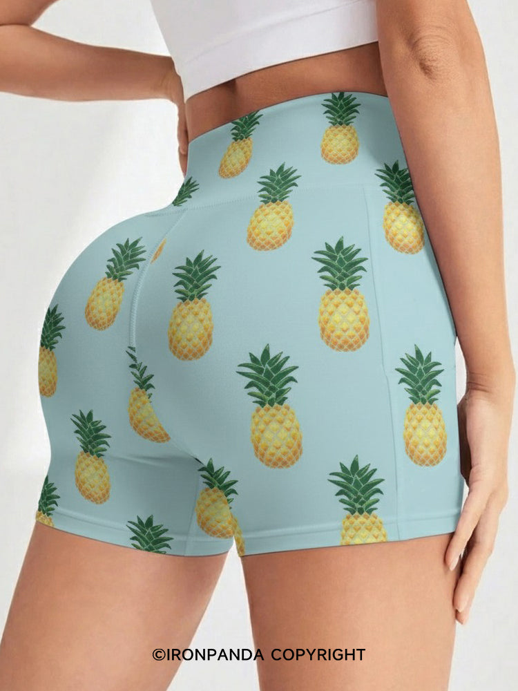 Printed High Waist 3 Inch Yoga Shorts
