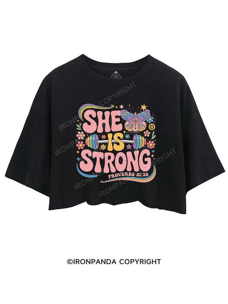 SHE IS STRONG CROP TOPS
