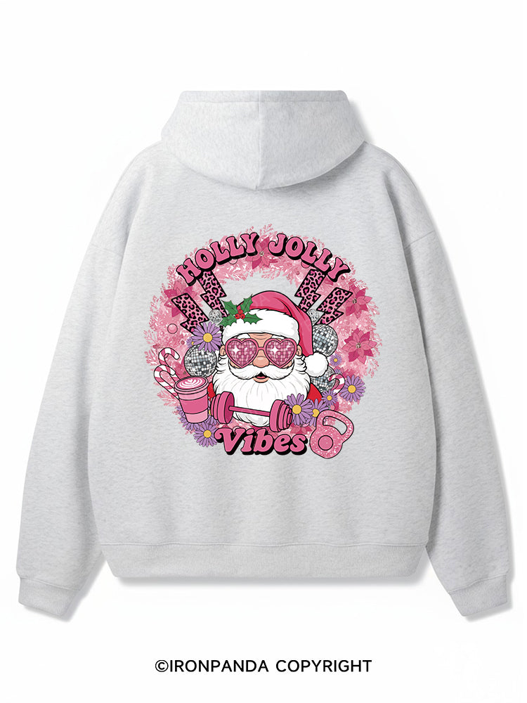 HOLLY JOLLY Vibes Premium Fleece Gym Hoodie