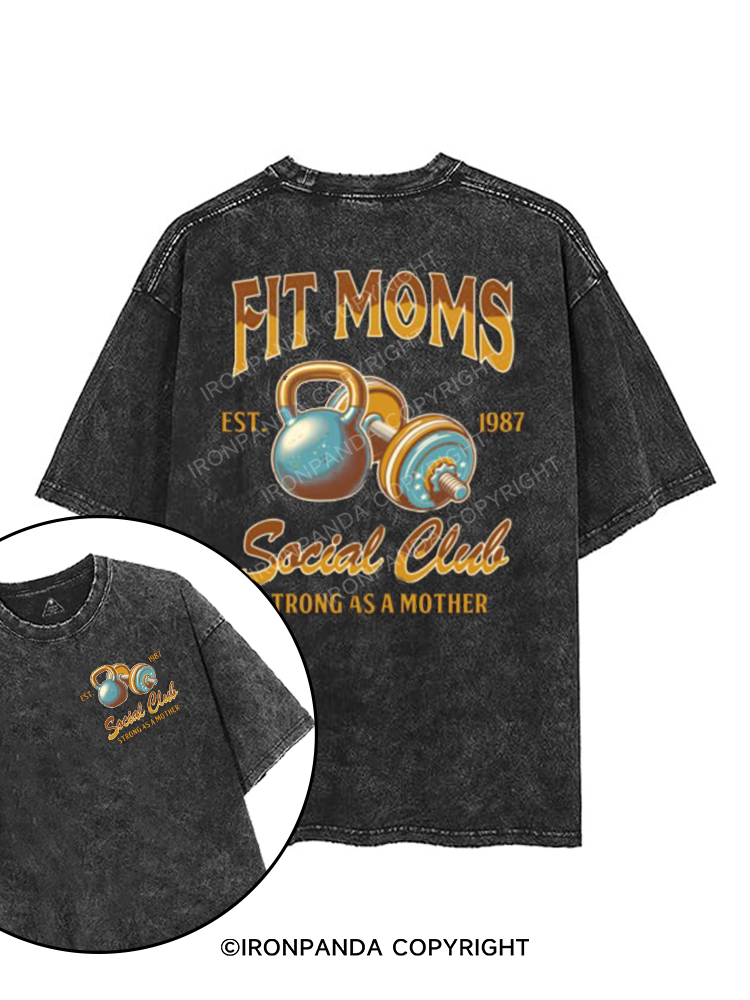 fit moms social club strong as a mother printed Gym Shirt