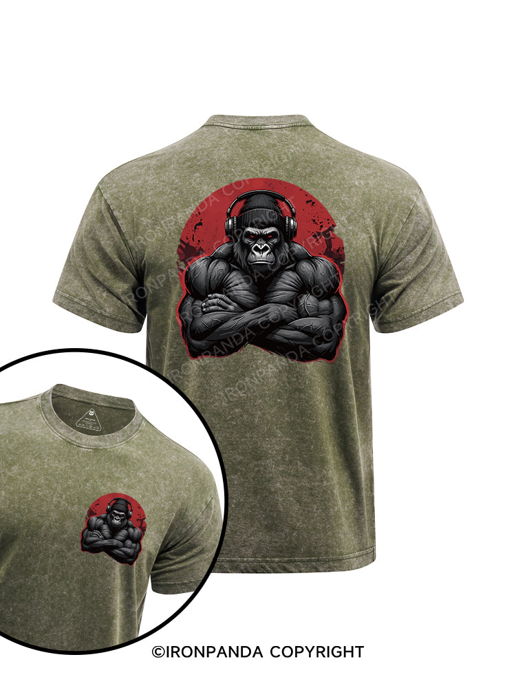 MUSCLE GORILLA printed Washed Gym Shirt