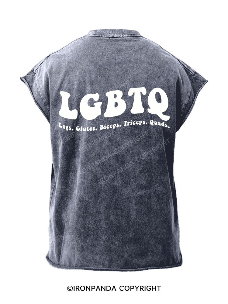 LGBTQ: Legs, Glutes, Biceps, Triceps, Quads  Back Printed Cut Off Tank