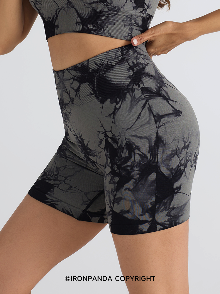 High-Waist Tie-Dye Yoga Shorts