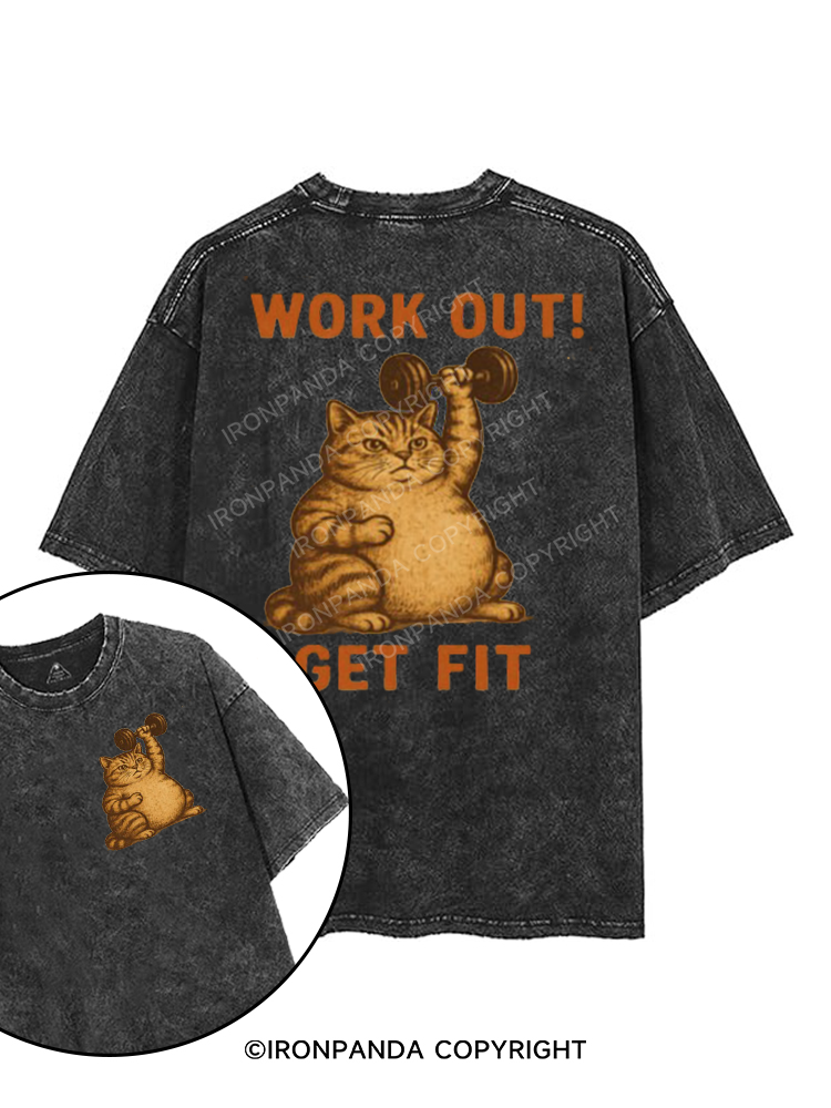WORK OUT GET FIT printed Gym Shirt