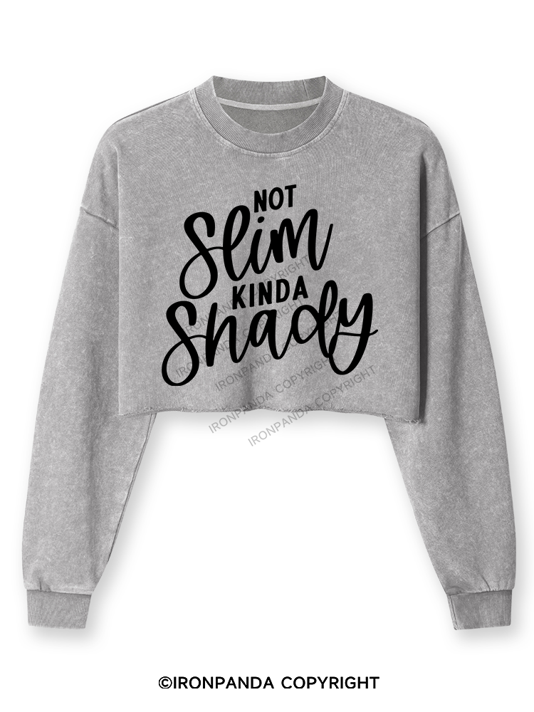 Not Slim Kinda Shady Washed Long-Sleeve Crop Top