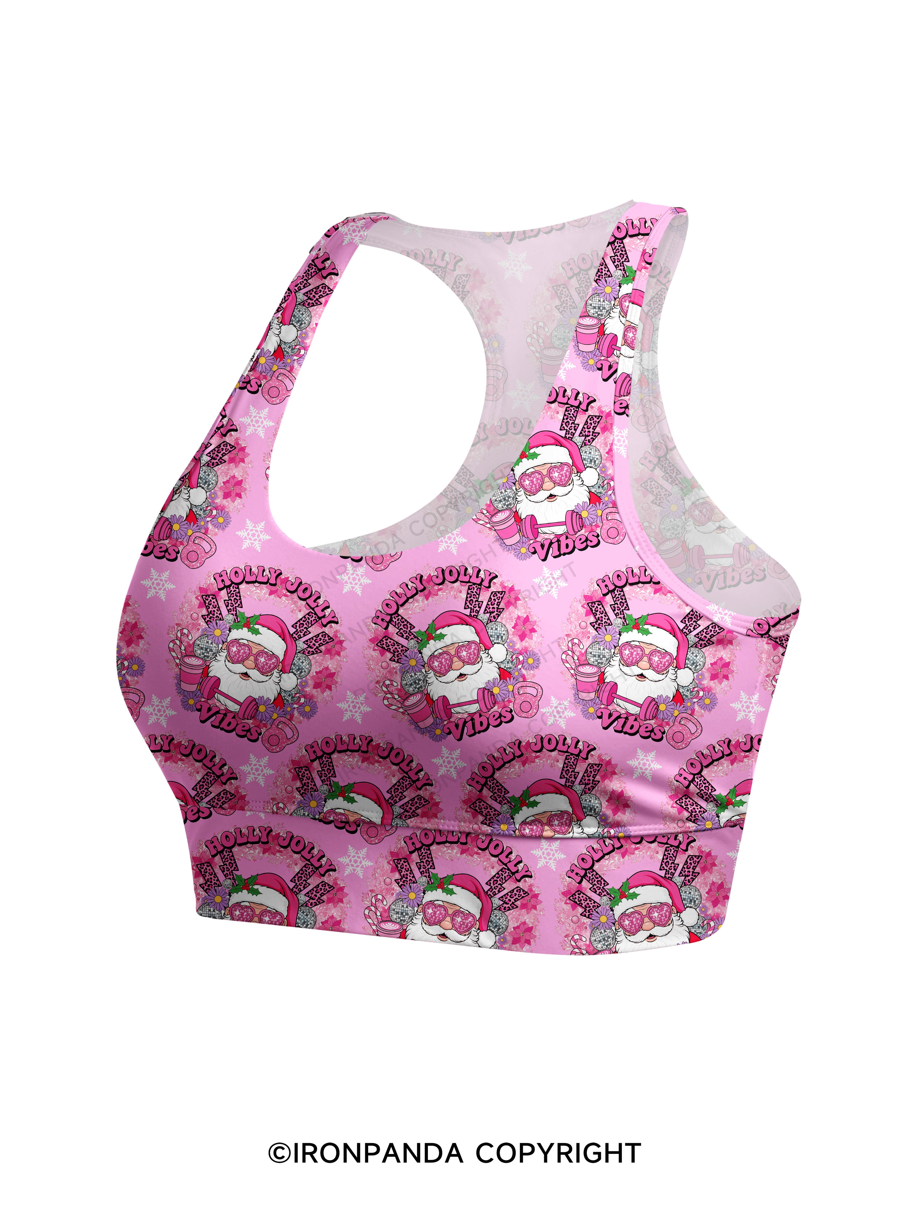 HOLLY JOLLY Vibes Racerback Sports Bra