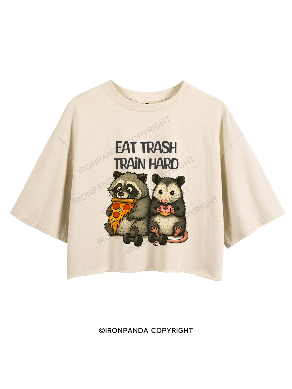 EAT TRASH TRAIN HARD CROP TOPS