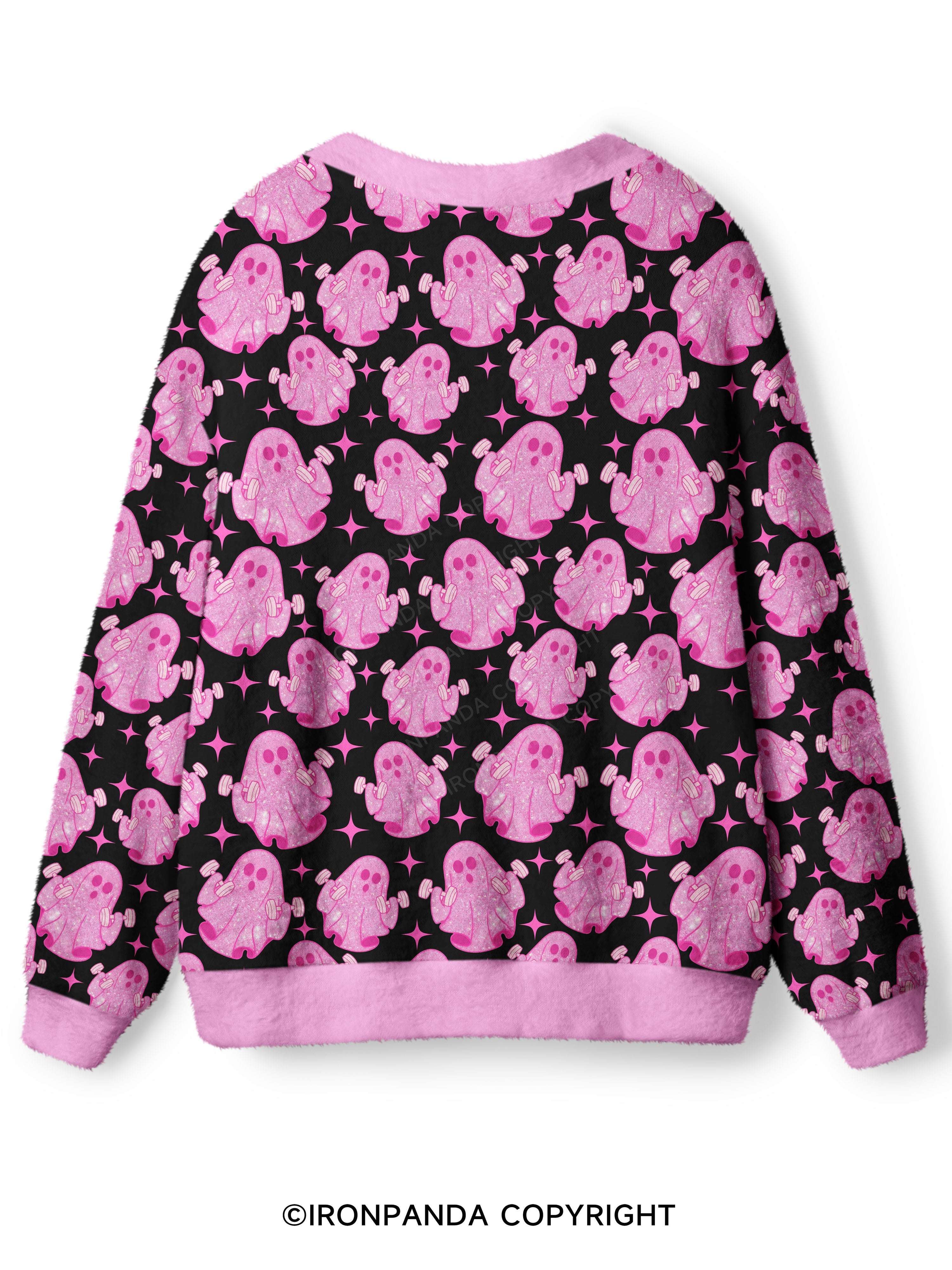 Pink Power Ghost Ugly Cardigan Sweater