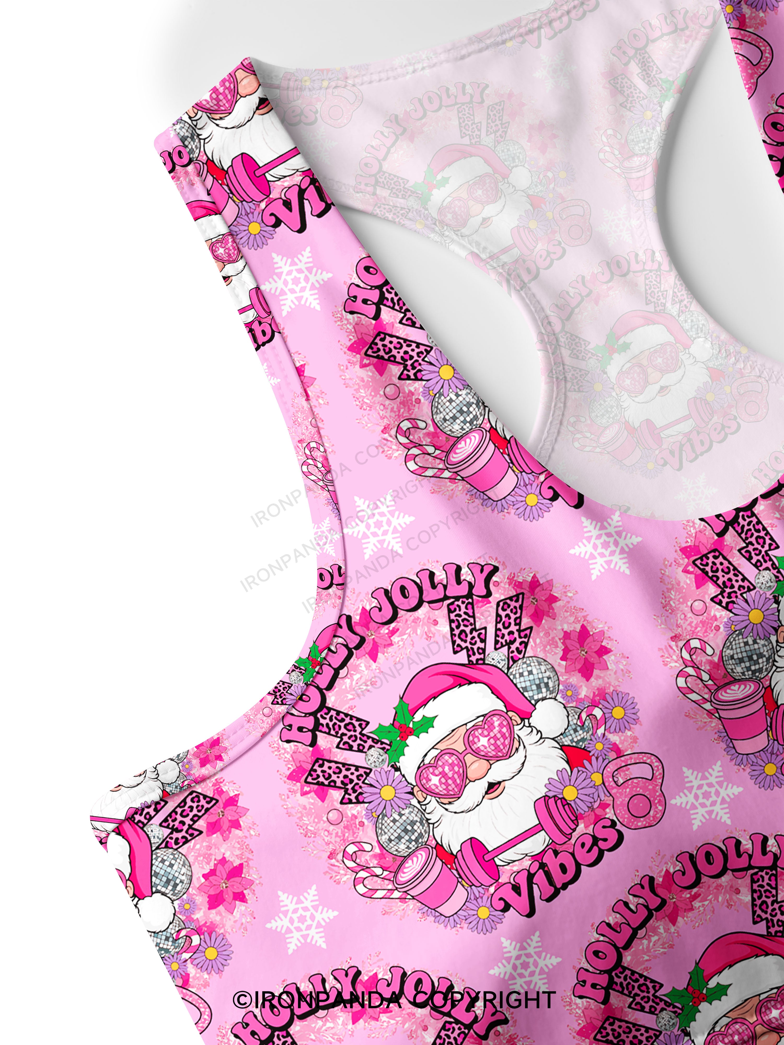 HOLLY JOLLY Vibes Racerback Sports Bra