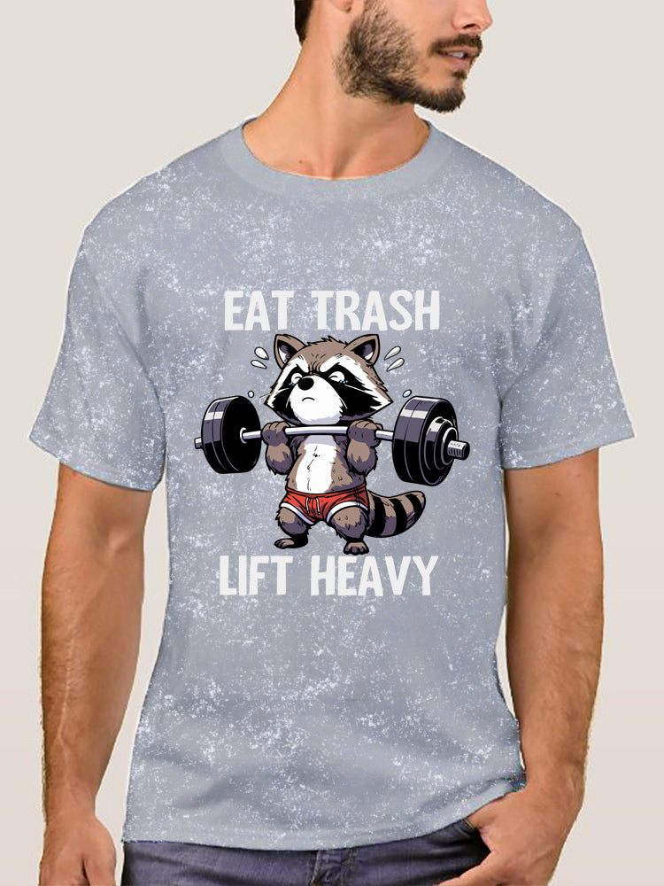 Eat Trash Lift Heavy Washed Gym Shirt