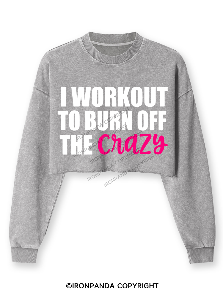I Workout to Burn Off The Crazy Washed Long-Sleeve Crop Top