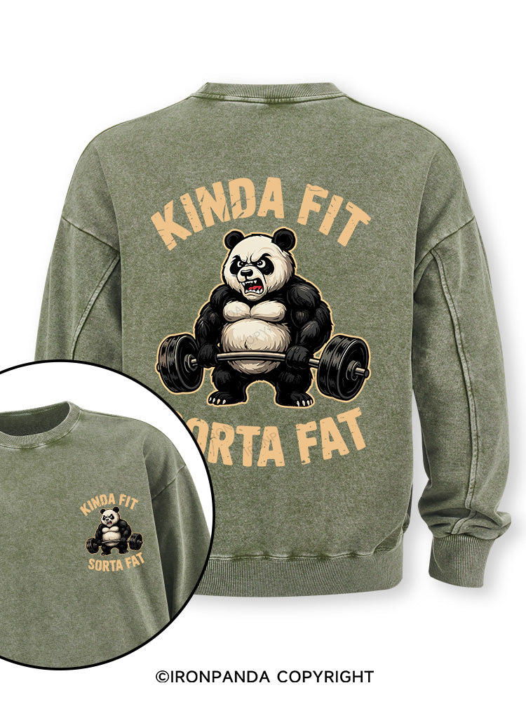 KINDA FIT SORTA FAT PANDA Double-Sided Printed Washed Sweatshirt