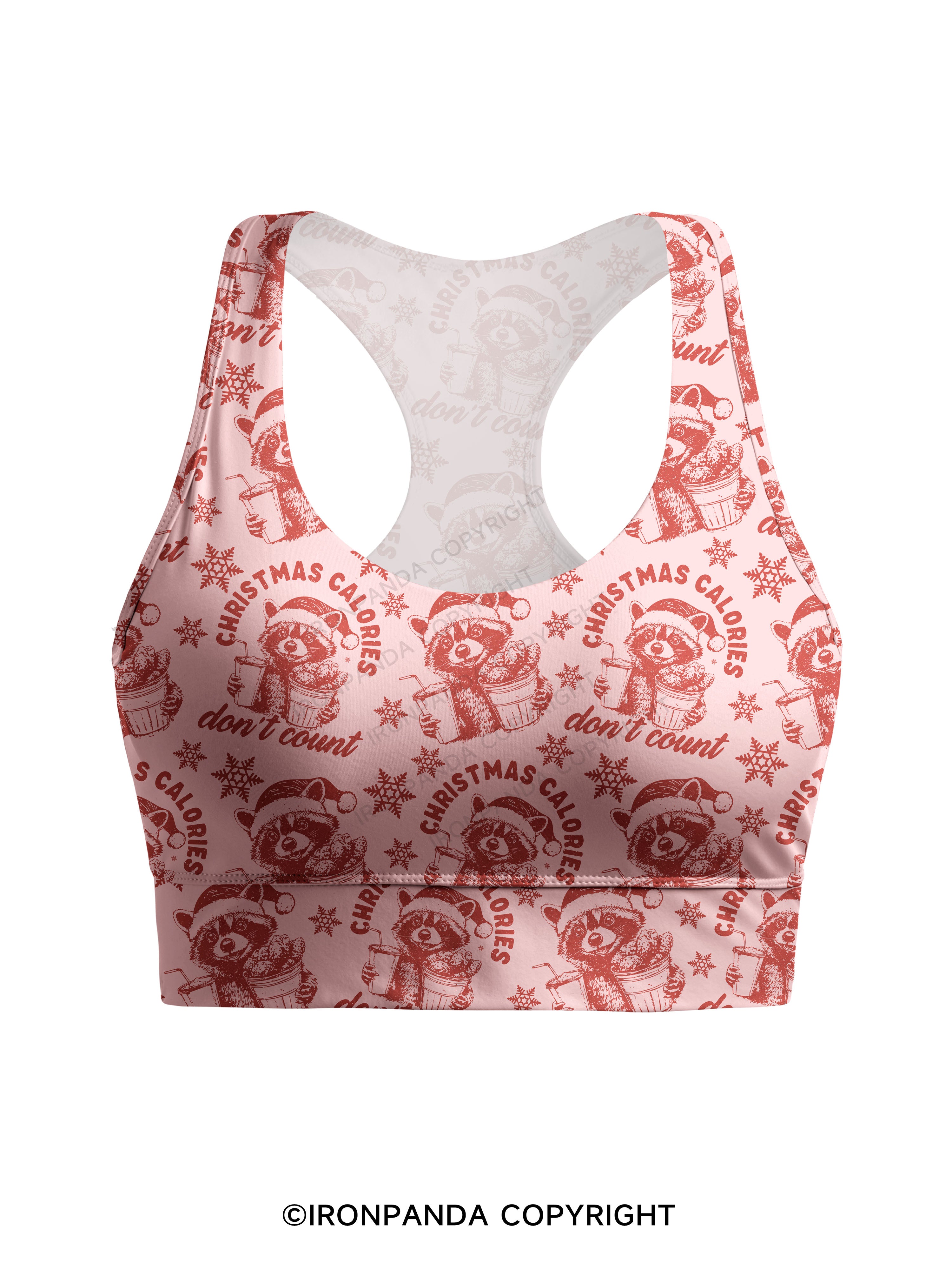 CHRISTMAS CALORIES DONT COUNT Racerback Sports Bra