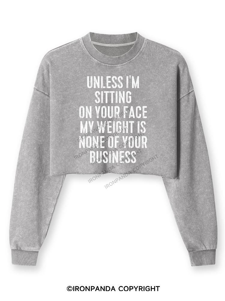UNLESS I'M SITTING ON YOUR FACE Washed Long-Sleeve Crop Top