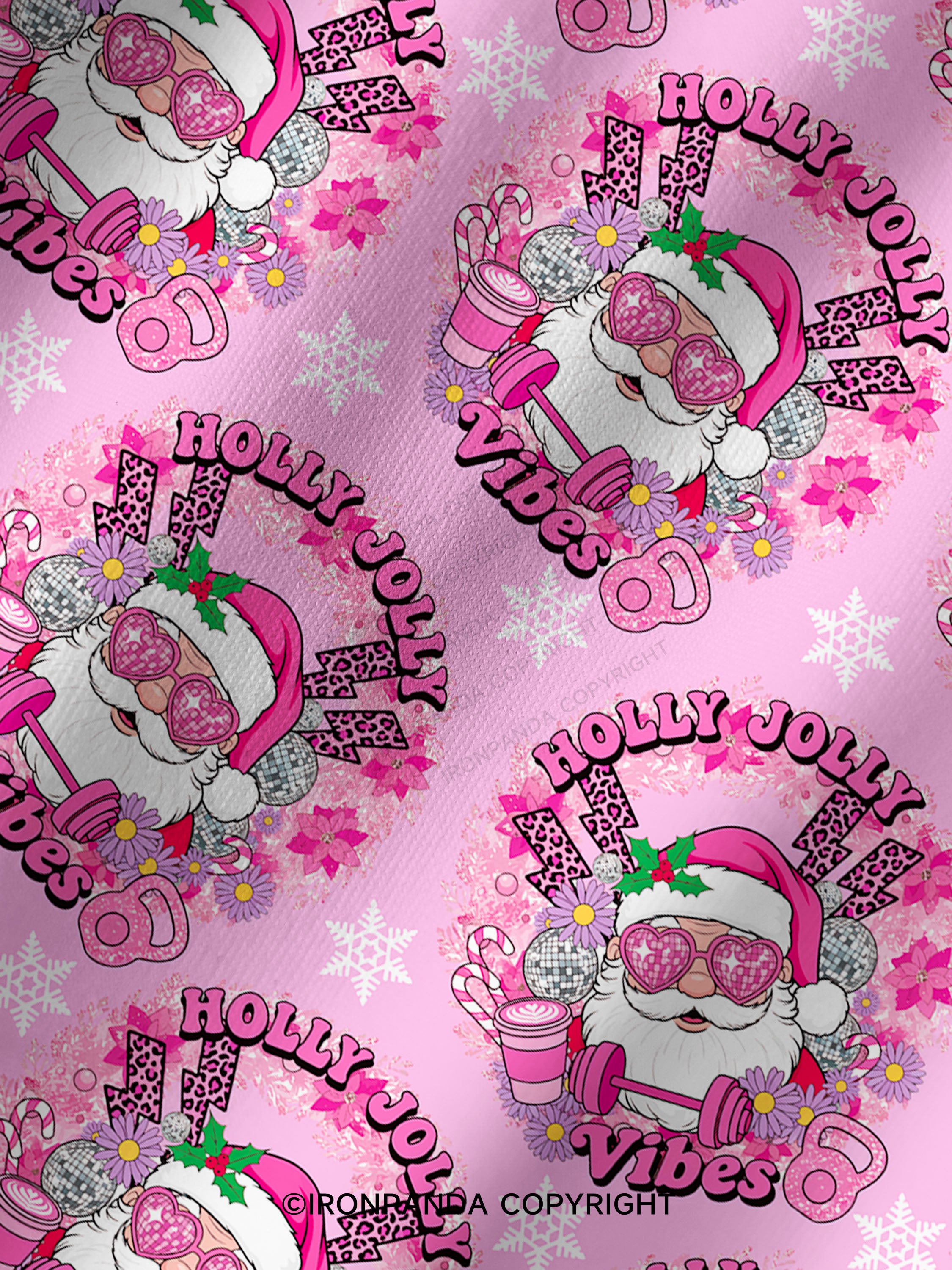 HOLLY JOLLY Vibes Print Printed Yoga Shorts