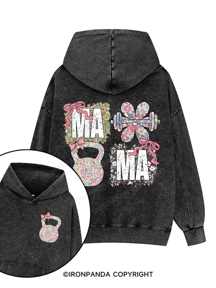 MAMA Printed Washed Gym Hoodie