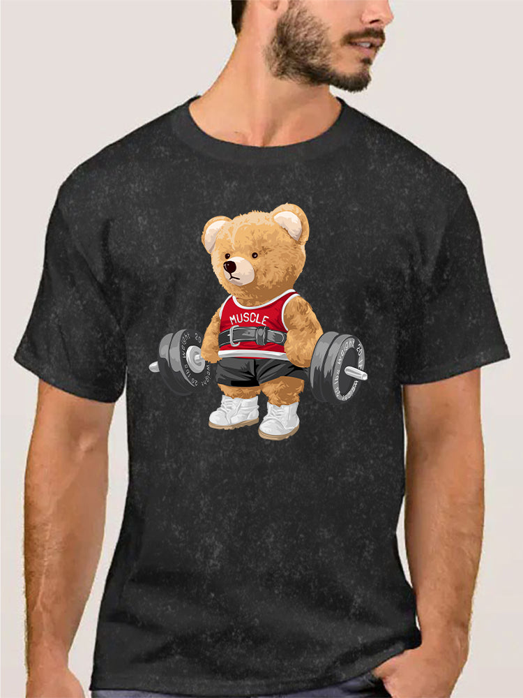 Exercise Bear Washed Gym Shirt