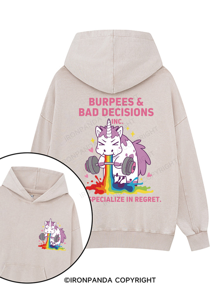 BURPEES & BAD DECISIONS Printed Washed Gym Hoodie