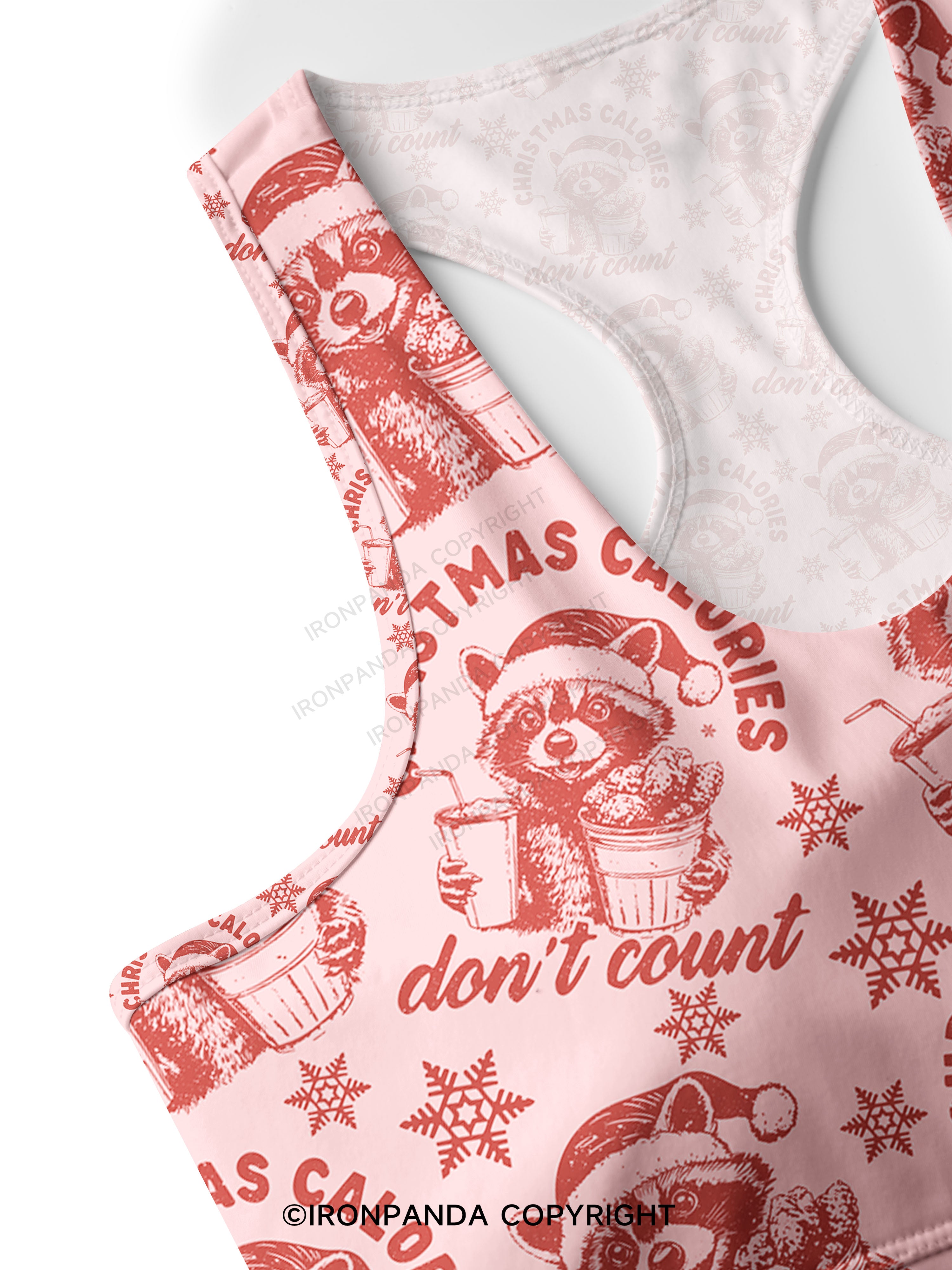 CHRISTMAS CALORIES DONT COUNT Racerback Sports Bra