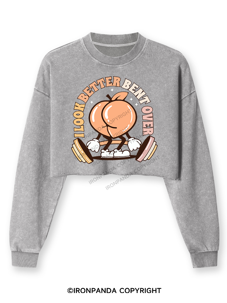 I LOOK BETTER BENT OVER Washed Long-Sleeve Crop Top