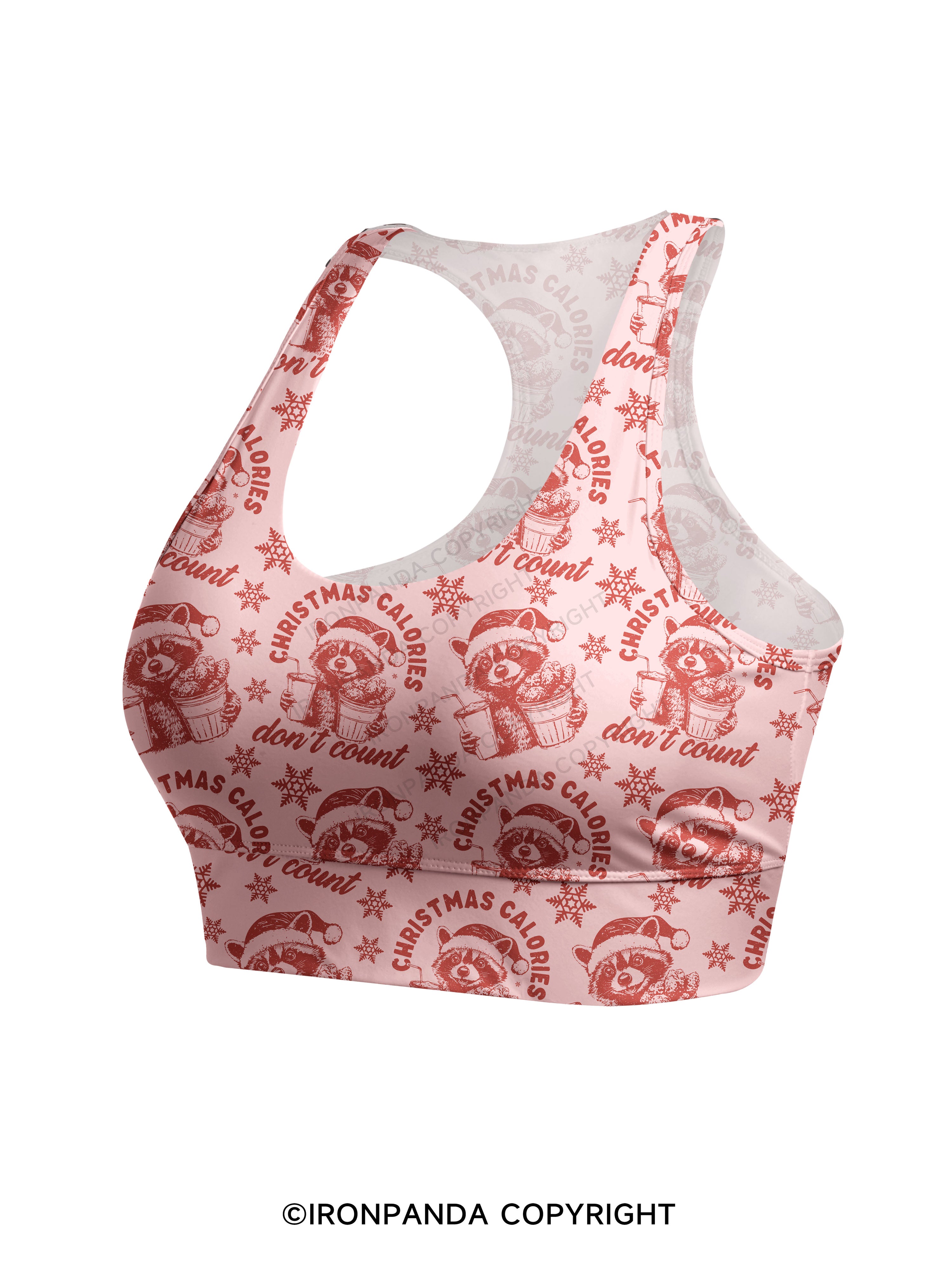 CHRISTMAS CALORIES DONT COUNT Racerback Sports Bra