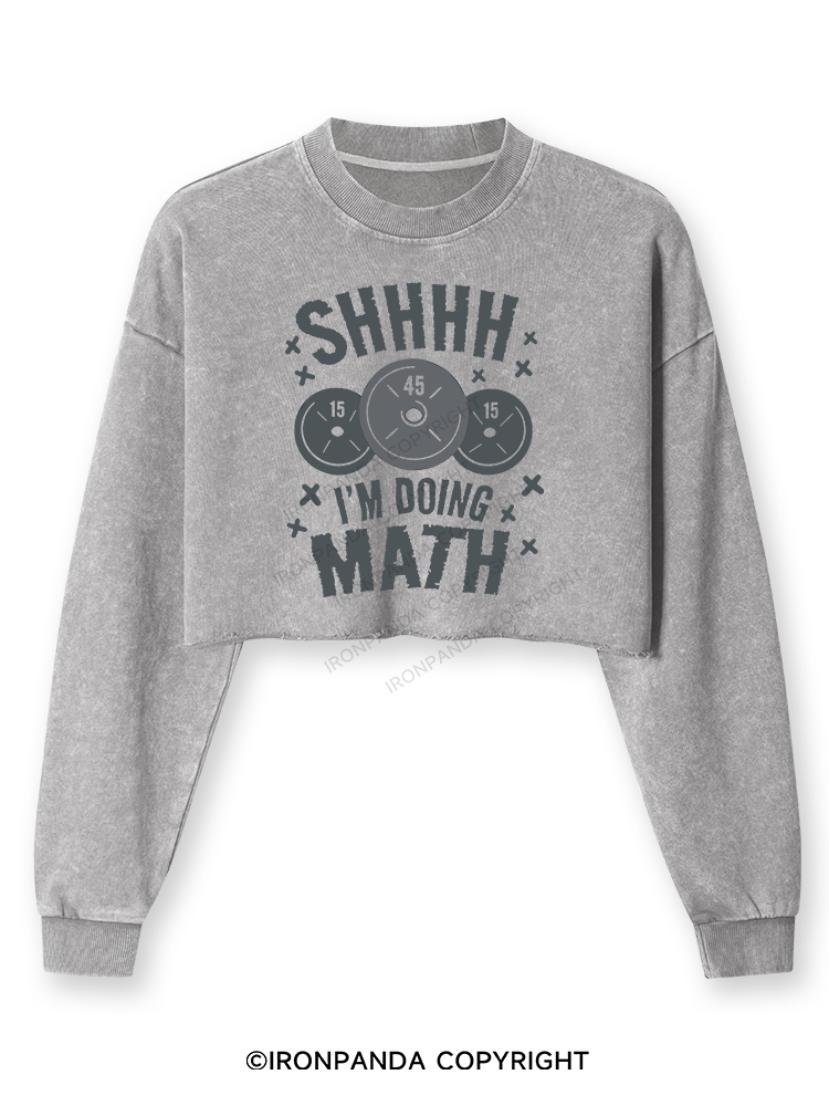 SHHHH I'M DOING MATH Washed Long-Sleeve Crop Top