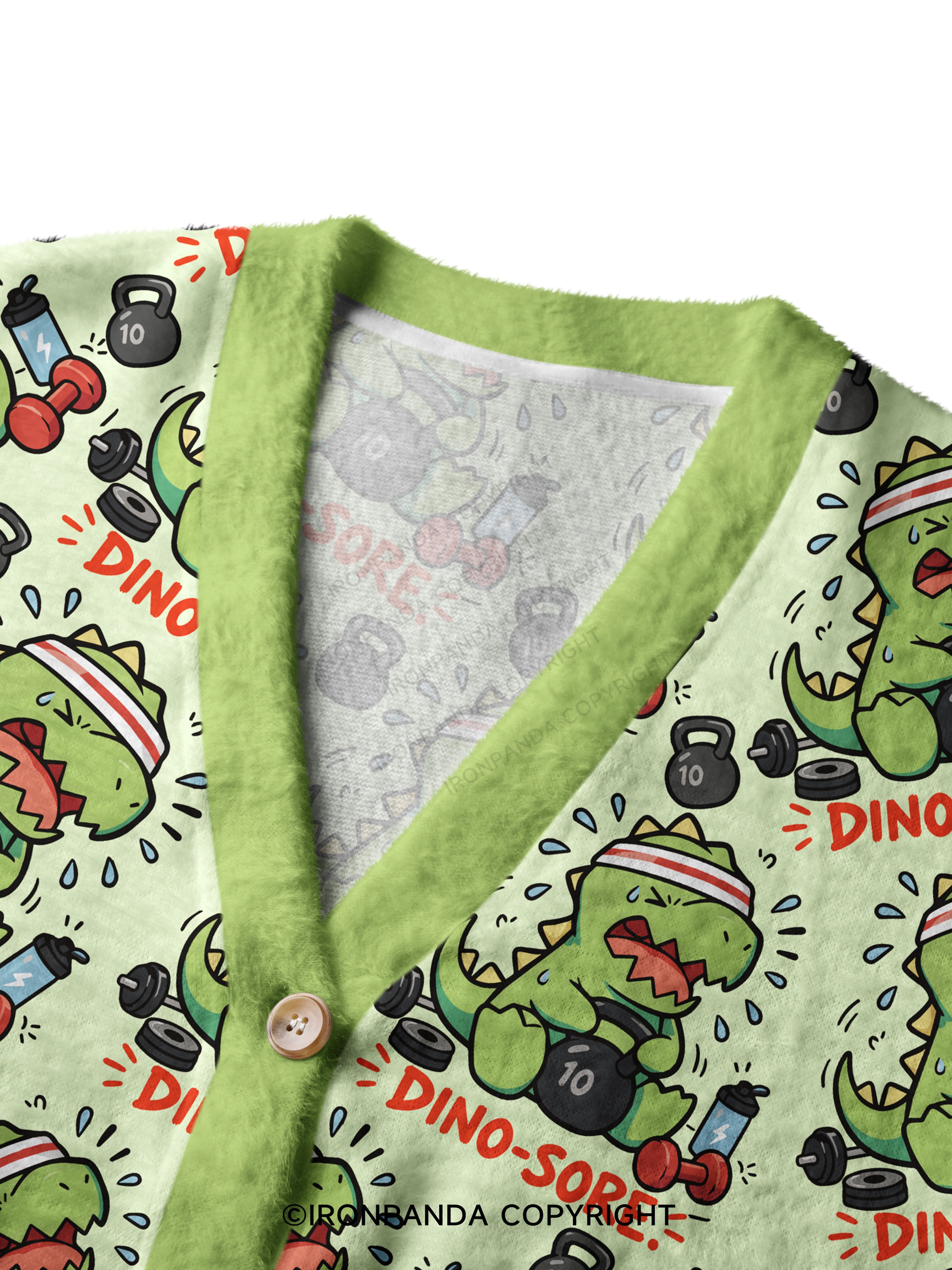 DINO-SORE Crop Ugly Cardigan Sweater