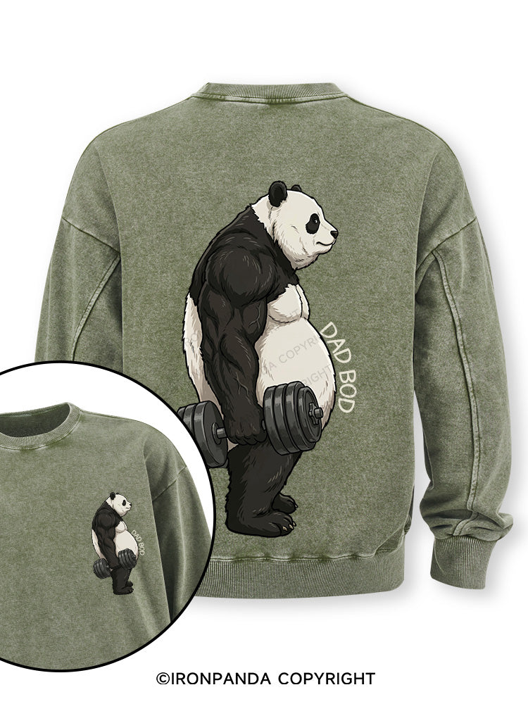 Dad Bod Panda Double-Sided Printed Washed Sweatshirt