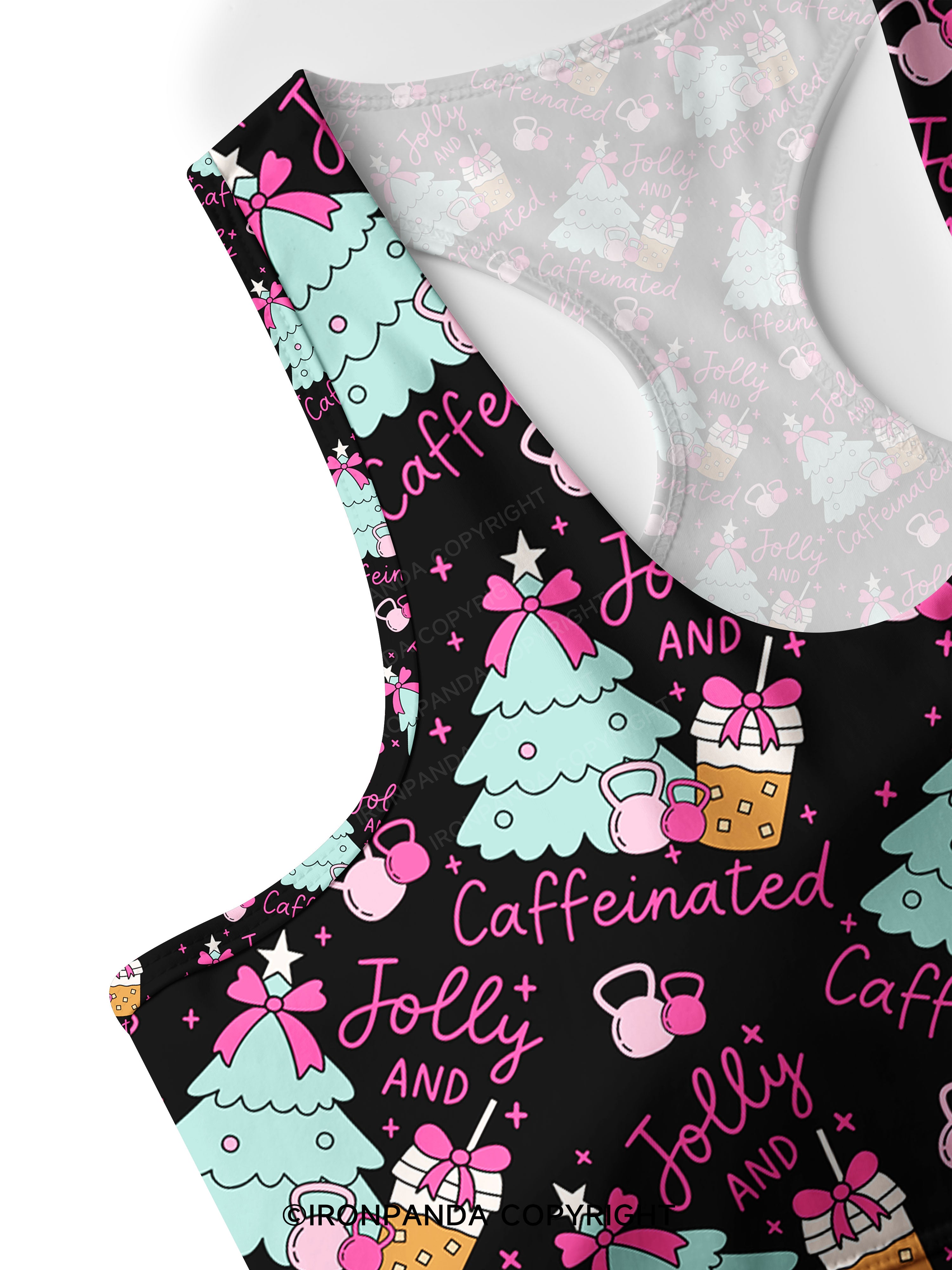 JOLLY AND CAFFEINATED Racerback Sports Bra