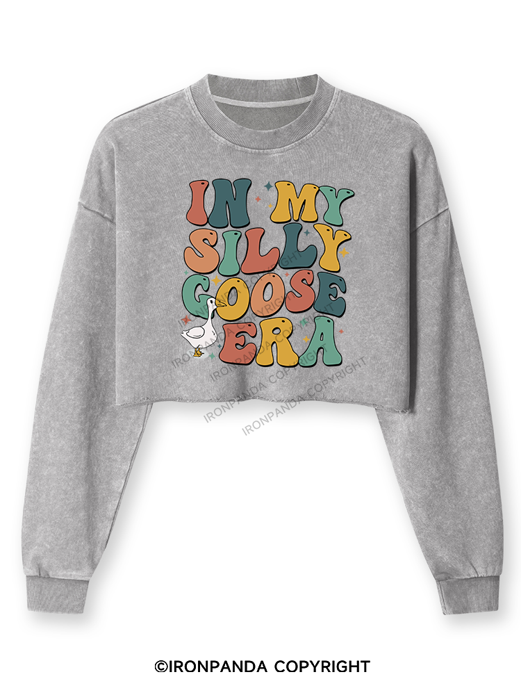 IN MY SILLY GOOSE ERA Washed Long-Sleeve Crop Top