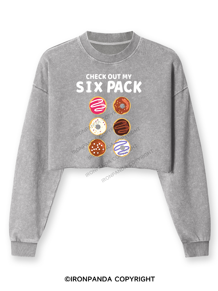 CHECK OUT MY SIX PACK Washed Long-Sleeve Crop Top