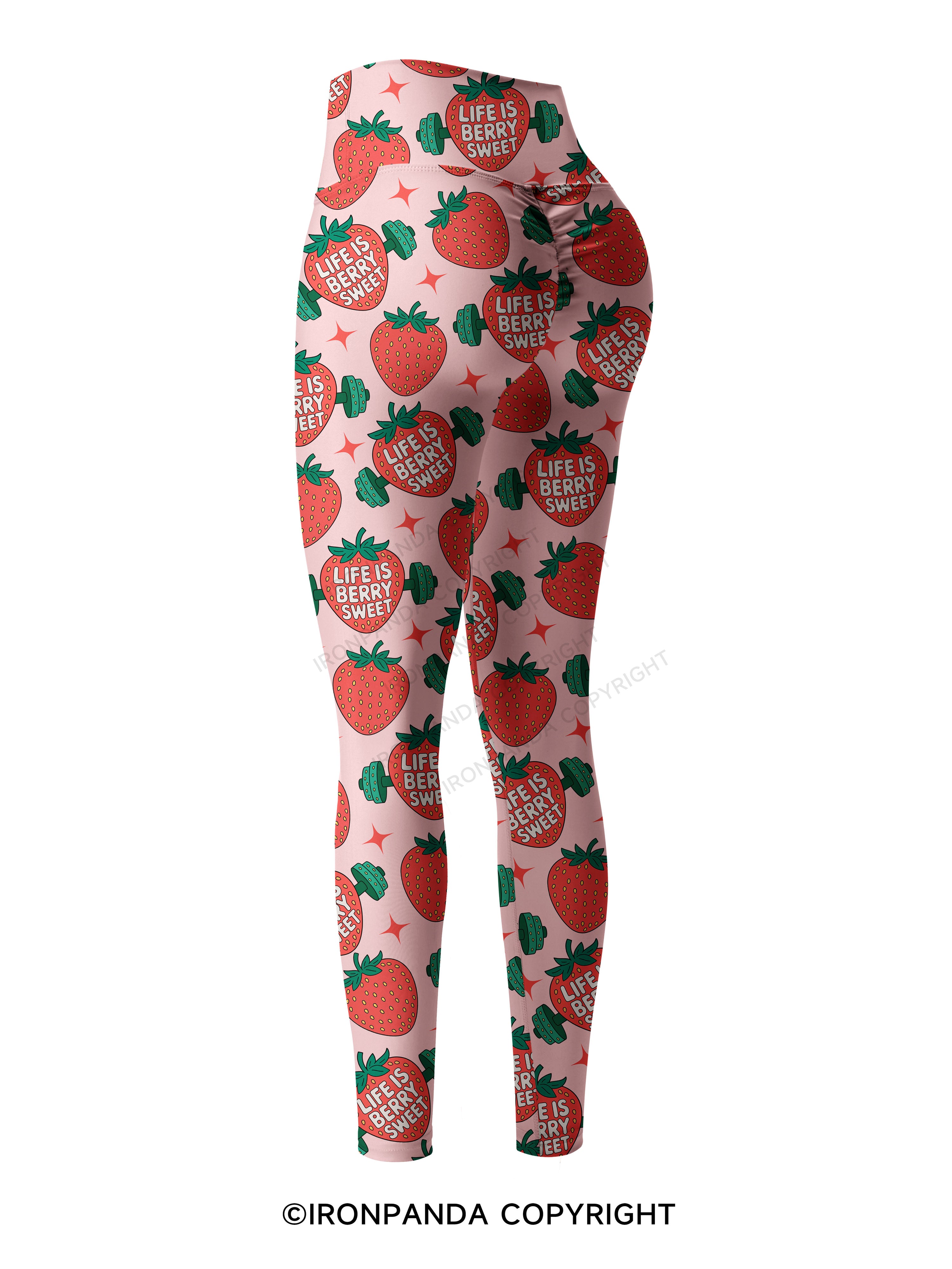 LIFE IS BERRY STRONG STRAWBERRY Printed Yoga Pants
