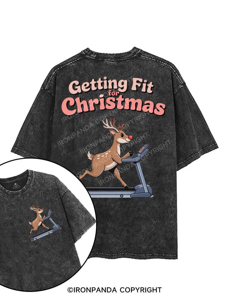 GETTING FIT FOR CHRISTMAS printed Gym Shirt