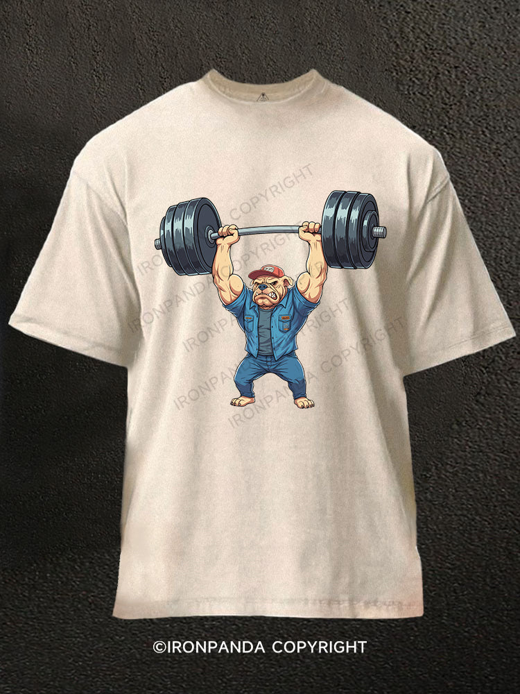 LIFT LIKE A BULLDOG Washed Gym Shirt