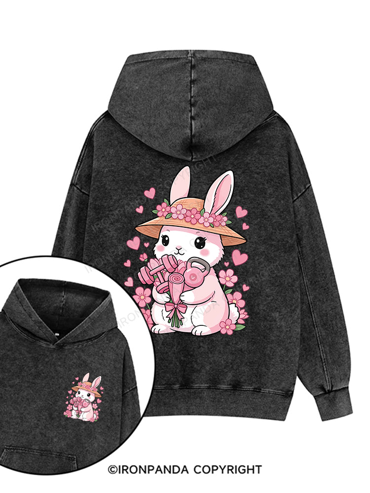 Bunny Gains Printed Washed Gym Hoodie