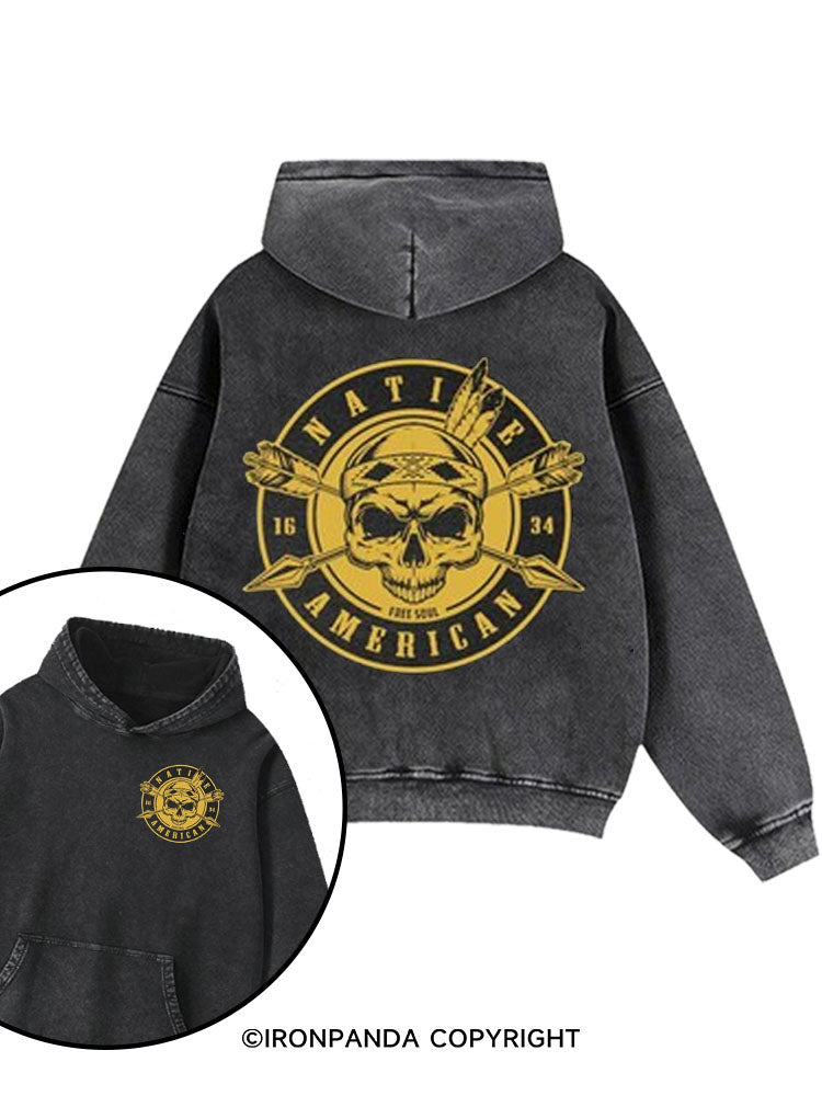 Native American Printed Washed Gym Hoodie