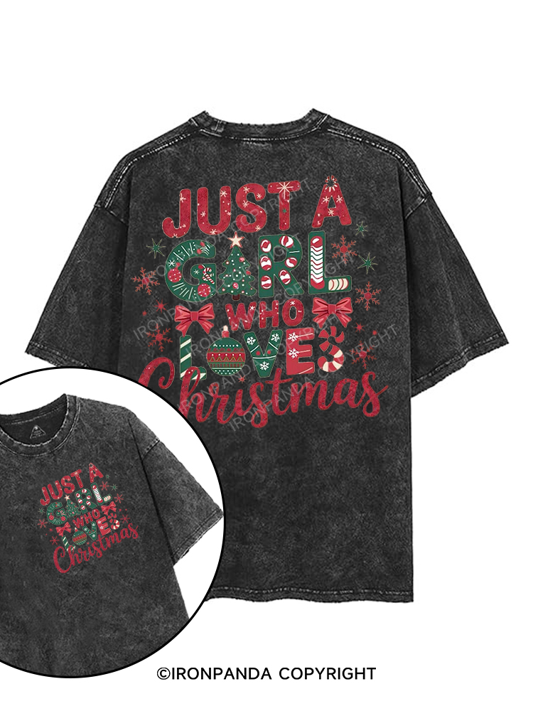 JUST A GIRL WHO LOVES CHRISTMAS printed Gym Shirt