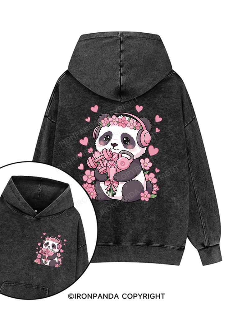 Panda Gains Printed Washed Gym Hoodie