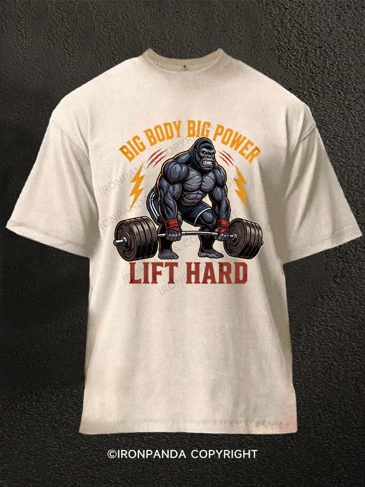BIG BODY BIG POWER Washed Gym Shirt