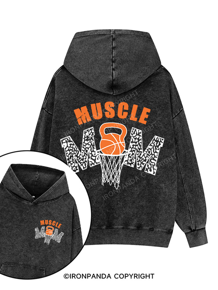 Muscle Mom Printed Washed Gym Hoodie